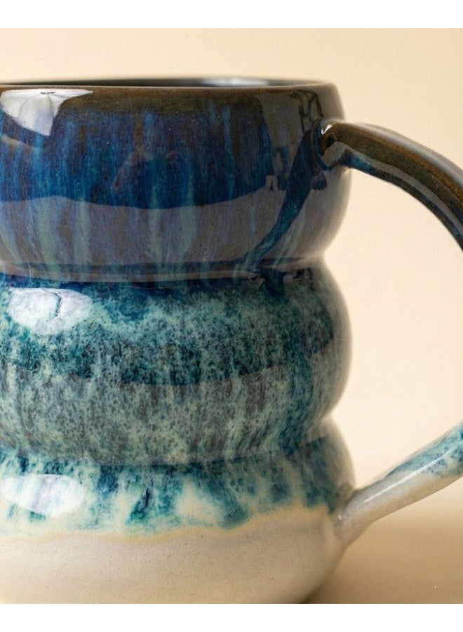 Casa Home 300ml Ceramic Mug Ocean Blue & Cream, Heat-Resistant, Microwave/Oven/Dishwasher Safe - Image 2